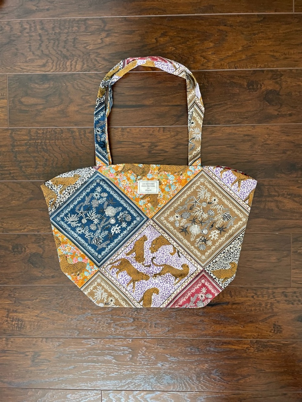 Sezane x inoui Patchwork Floral & Animal Print Tote Bag